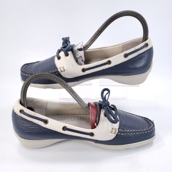Trotters Zara Casual Lace Up Boat Shoe Womens Size 7 T1217-123 Blue White - Picture 5 of 9